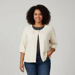 Crystal Kobe Cardigan Sweater 100% Cotton Button Front 3/4 Sleeve Women sz 2X